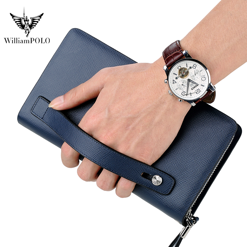 Car Accessories Gifts For Men - WILLIAMPOLO Luxury Men's Leather Clutch Bag