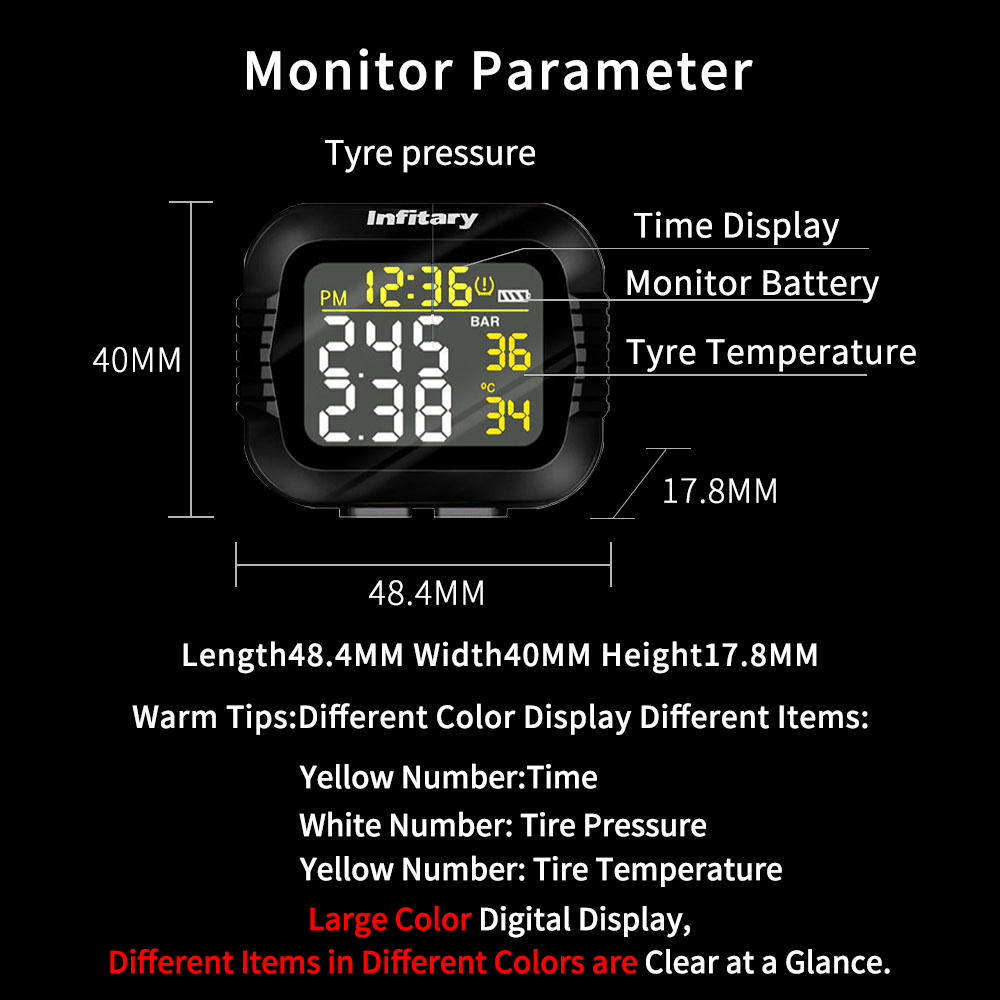 Infitary Motorcycle TPMS Tire  - Tire Pressure Monitor ulasan dan harga