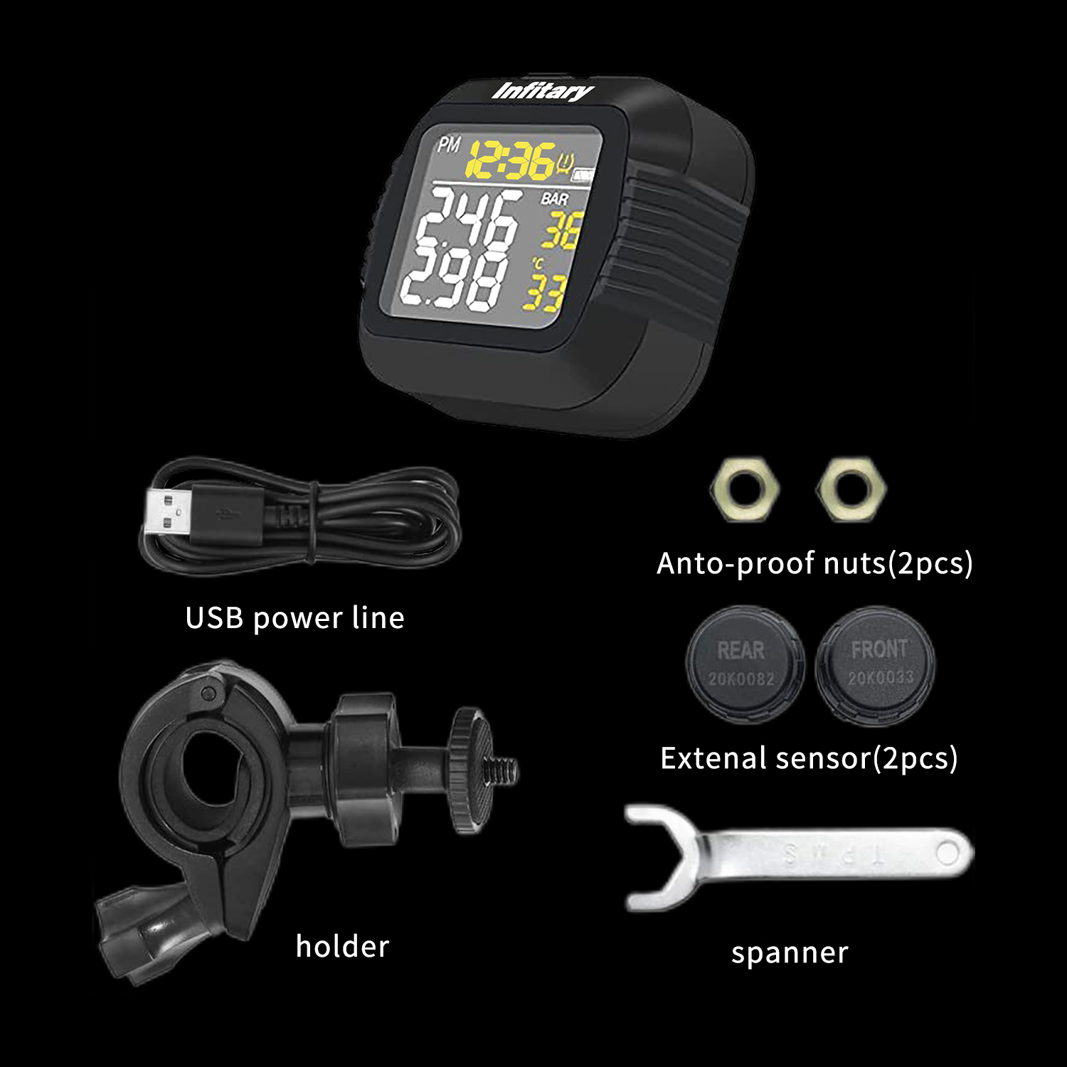 Infitary Motorcycle TPMS Tire  - Tire Pressure Monitor ulasan dan harga