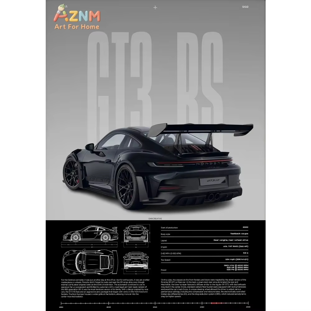 1pc Minimalist 911 GT3-RS 718  - Car Accessories For Inside ulasan dan harga